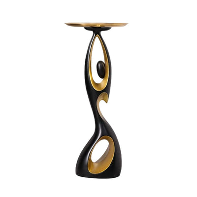 LIVARA Modern Resin Alloy Sculptural Tray Stand – Black & Gold Artistic Figurine for Living Room Decor - Black