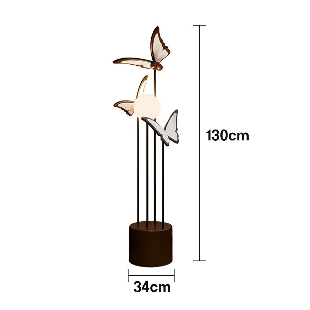 LIVARA Butterfly-Inspired Floor Lamp with Three-Colour Dimmable Lighting - Resin & Iron Frame, Modern Nordic Design - Coffee