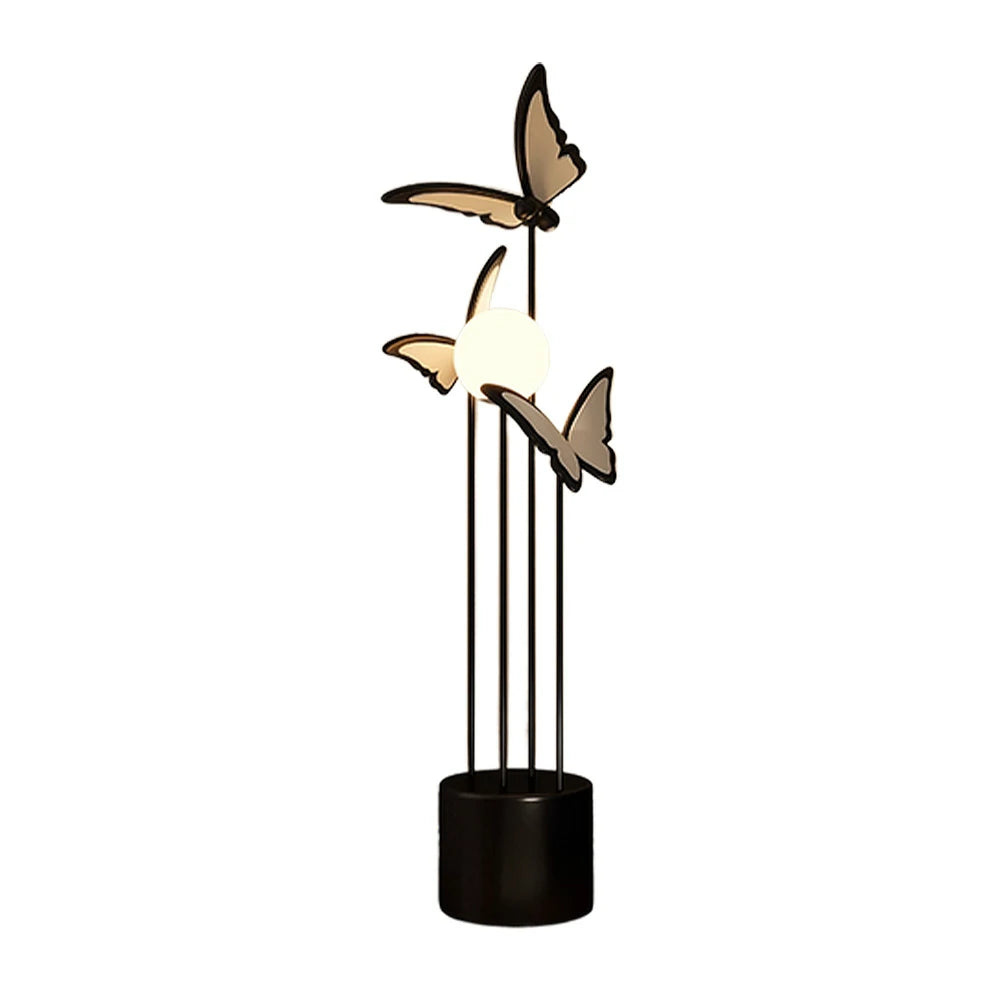 LIVARA Butterfly-Inspired Floor Lamp with Three-Colour Dimmable Lighting - Resin & Iron Frame, Modern Nordic Design - Black