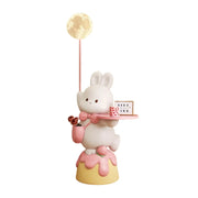 LIVARA Rabbit & Strawberry 3D Moon Floor Lamp with Three-Colour Dimmable Light – Resin Wood Tray Design, Functional Decorative Piece