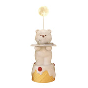 LIVARA Cartoon Bear Floor Lamp with Built-In Tray - Resin & Soft PVC Material, Stable Base, Decorative Storage Design - White