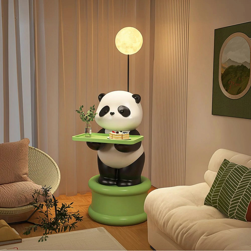 LIVARA Panda Floor Lamp with Built-In Tray – Resin & Soft PVC Material, Stable Base, Decorative Storage Design