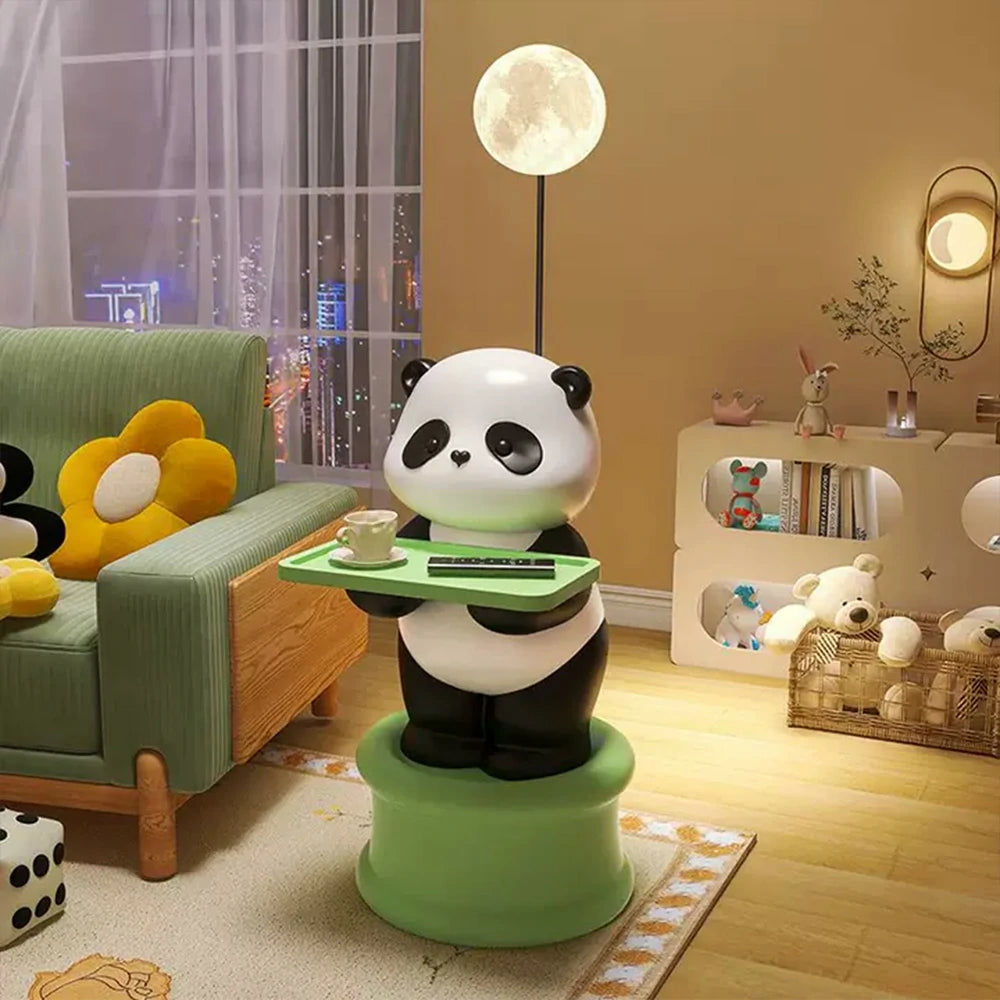 LIVARA Panda Floor Lamp with Built-In Tray – Resin & Soft PVC Material, Stable Base, Decorative Storage Design