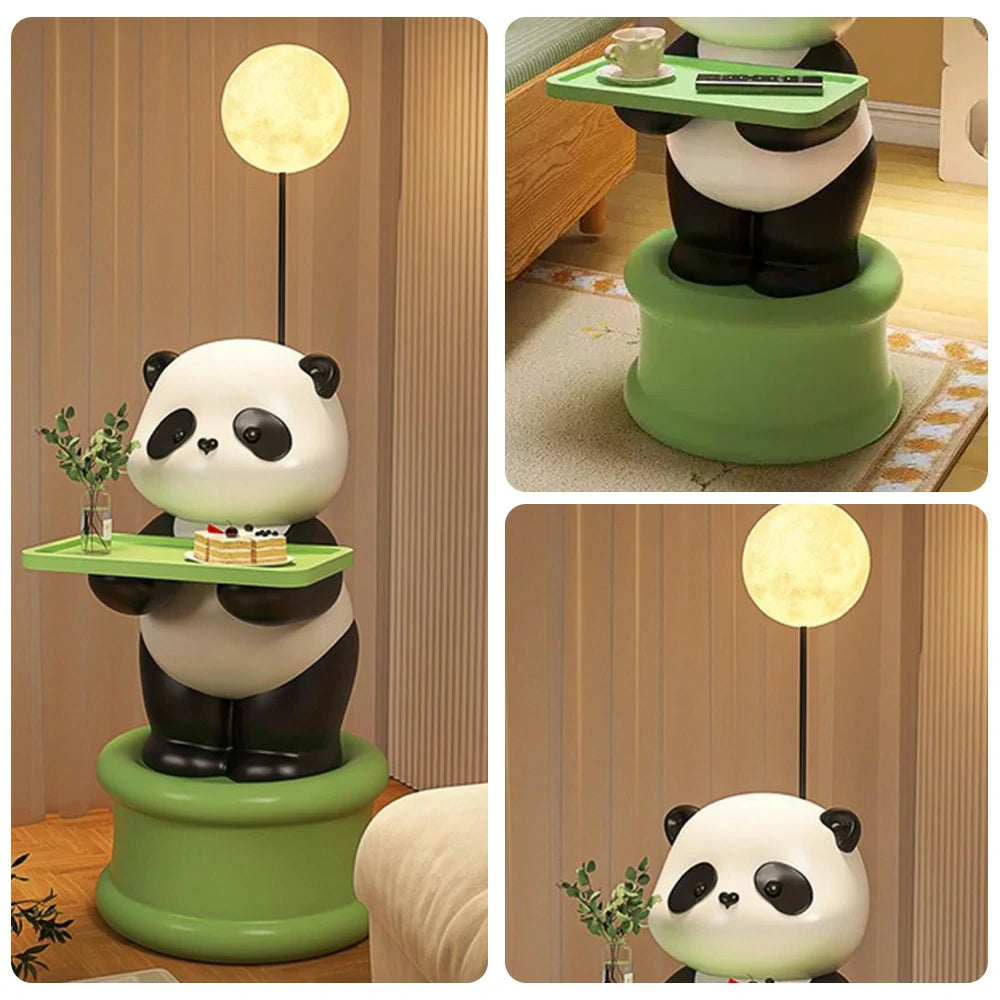 LIVARA Panda Floor Lamp with Built-In Tray – Resin & Soft PVC Material, Stable Base, Decorative Storage Design