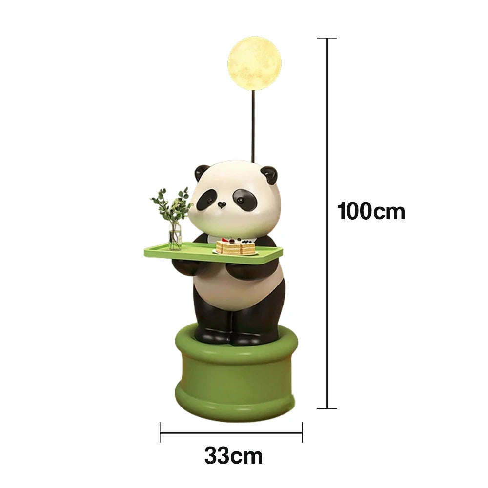 LIVARA Panda Floor Lamp with Built-In Tray – Resin & Soft PVC Material, Stable Base, Decorative Storage Design