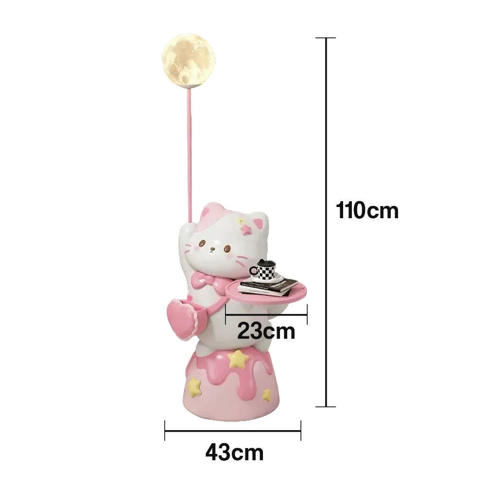LIVARA Sweet Cat Floor Lamp with Built-In Tray - Resin & Soft PVC Material, Stable Base, Decorative Storage Design