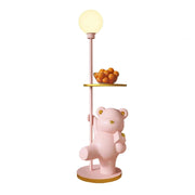 LIVARA Cube Bear Floor Lamp with Storage Tray – 360° Rotatable LED Light, Anti-Dizziness Illumination, Wide Stable Base, Modern Decorative Design - Pink