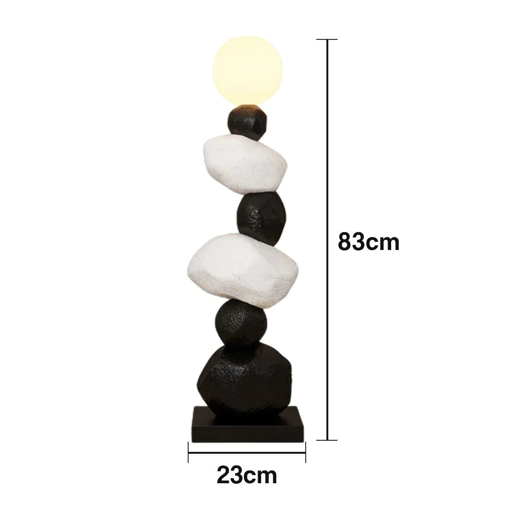 LIVARA Stone Floor Lamp - Artistic Resin & PC Lampshade Design, Three-Colour Tap Control LED Light, Minimalist Home Décor Lighting - Black
