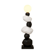 LIVARA Stone Floor Lamp - Artistic Resin & PC Lampshade Design, Three-Colour Tap Control LED Light, Minimalist Home Décor Lighting - Black