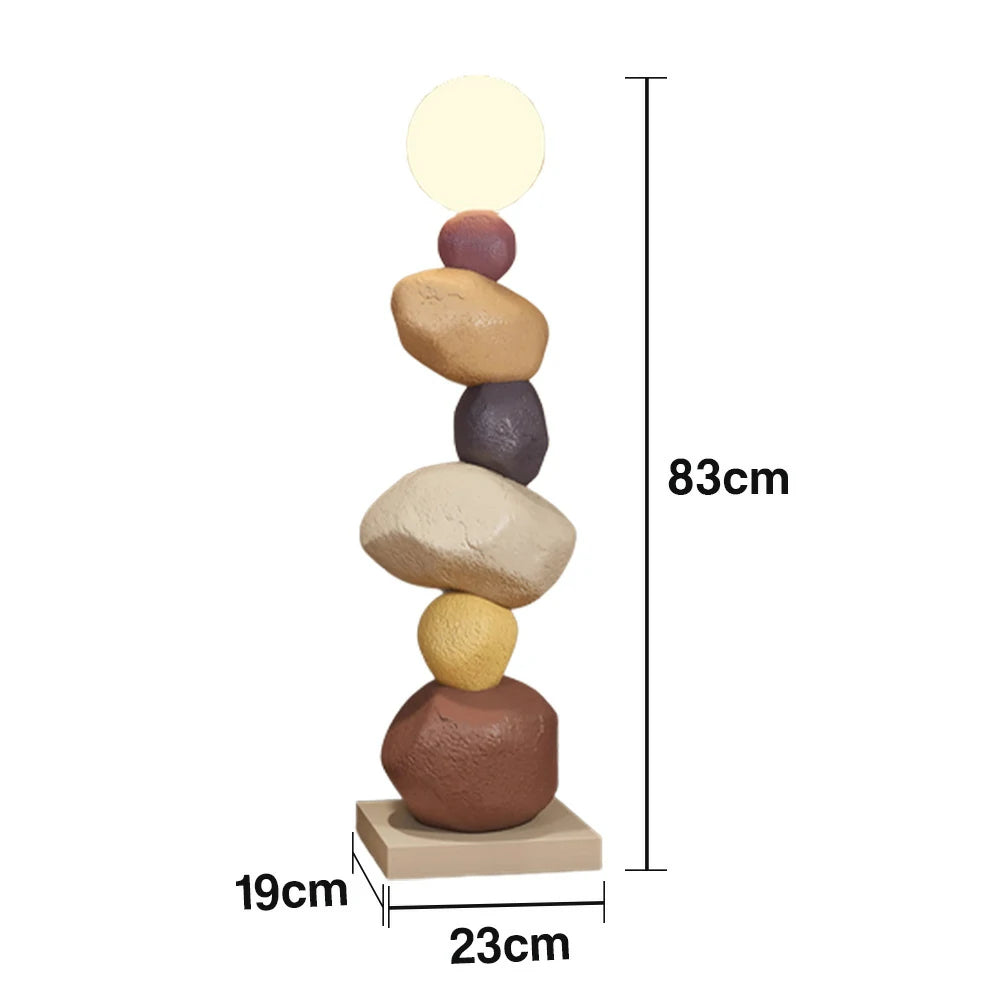 LIVARA Stone Floor Lamp - Artistic Resin & PC Lampshade Design, Three-Colour Tap Control LED Light, Minimalist Home Décor Lighting - Brown