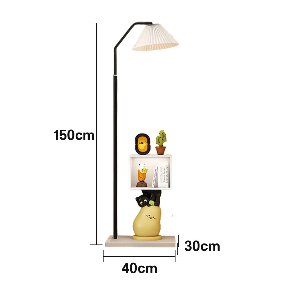 LIVARA Cat Pear Narrow Cabinet Floor Lamp - Rounded Corner Design, Three-Colour Tap Control LED Light, Built-In Storage, Stable Base for Modern Home Décor