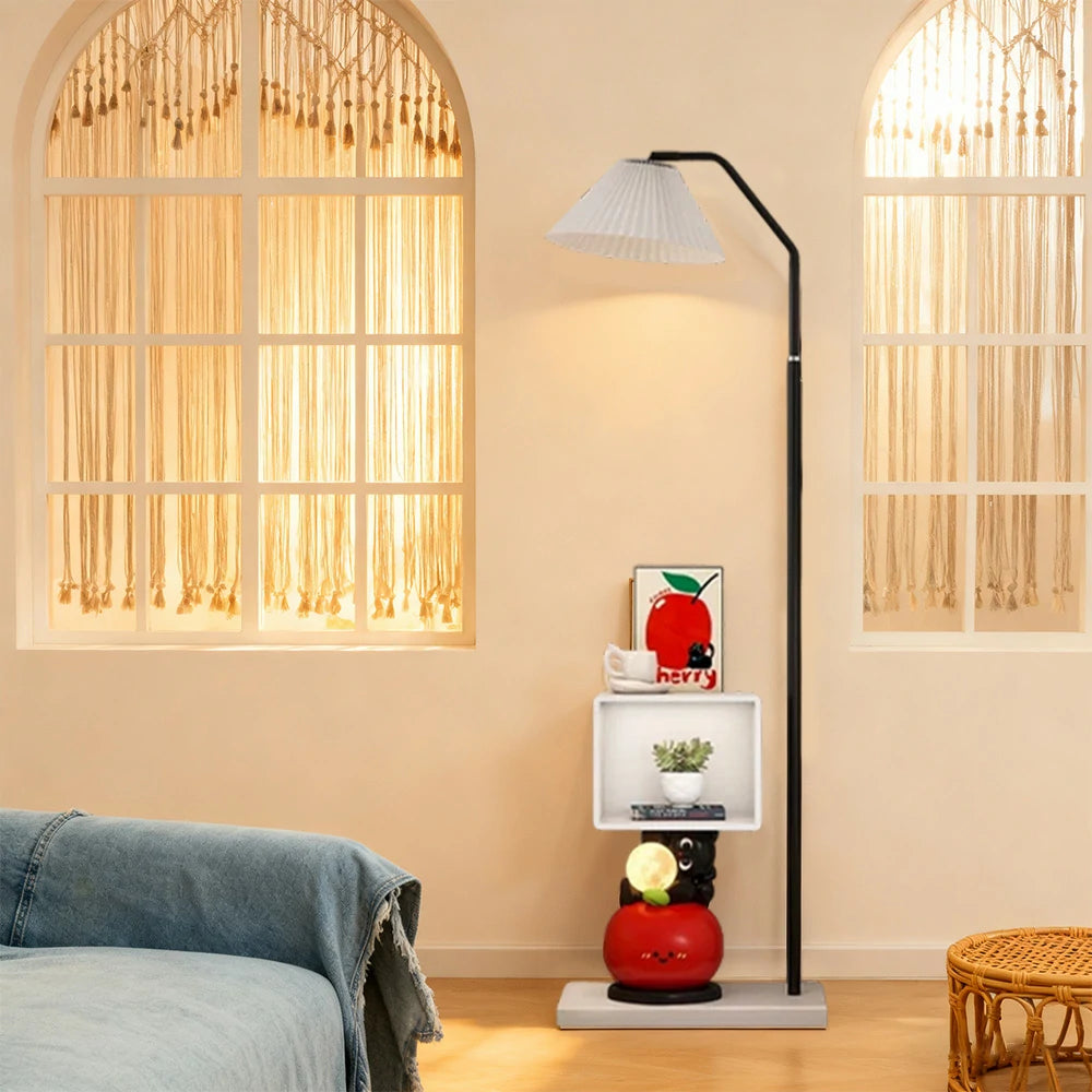LIVARA Apple Cabinet Floor Lamp - Rounded Corner Design, Three-Colour Tap Control LED Light, Built-In Storage Shelf, Stable Base, Modern Home Décor Accent