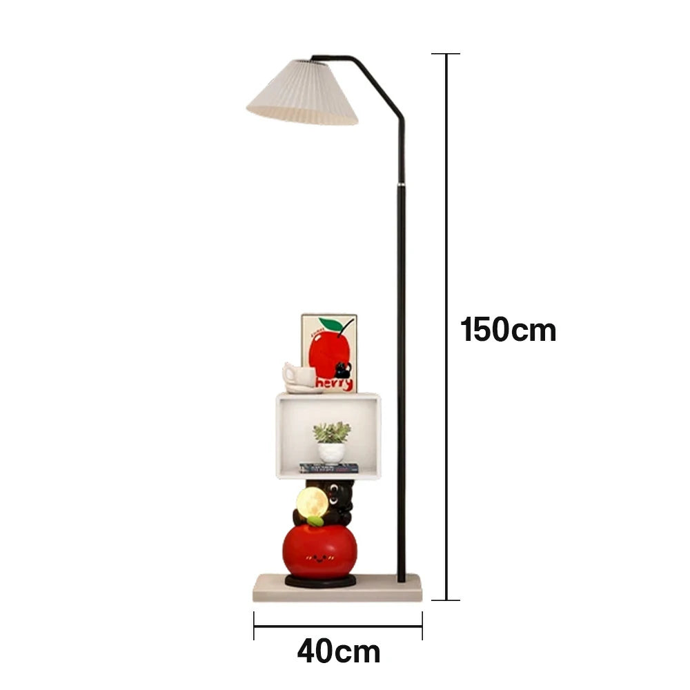 LIVARA Apple Cabinet Floor Lamp - Rounded Corner Design, Three-Colour Tap Control LED Light, Built-In Storage Shelf, Stable Base, Modern Home Décor Accent