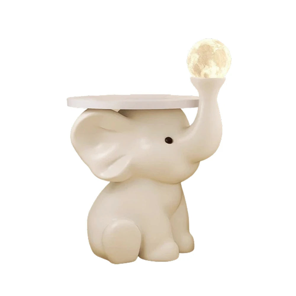 LIVARA Dumbo Floor Lamp - Warm Night Light with Tap Control, Three Brightness Modes, Resin & Wood Design with Large Tray and Stable Base for Modern Home Décor