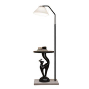 LIVARA Elegant Cat Floor Lamp with Tray - Resin & Wood Design, Rounded Edges, Large Storage Surface, Stable Weighted Base - Black