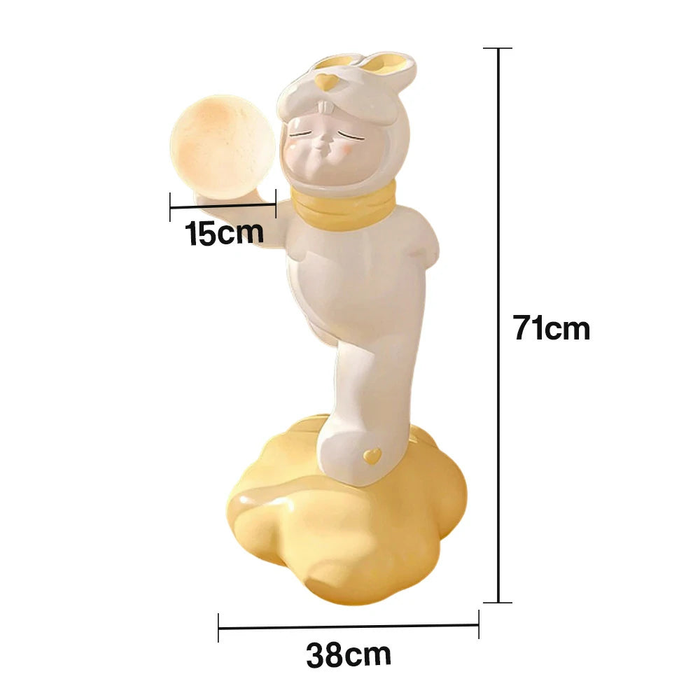 LIVARA Candy Bunny Floor Lamp - LED Moon Light with Three-Colour Modes, Resin & PC Design, Soft Flicker-Free Glow, Solid Base Home Décor Accent