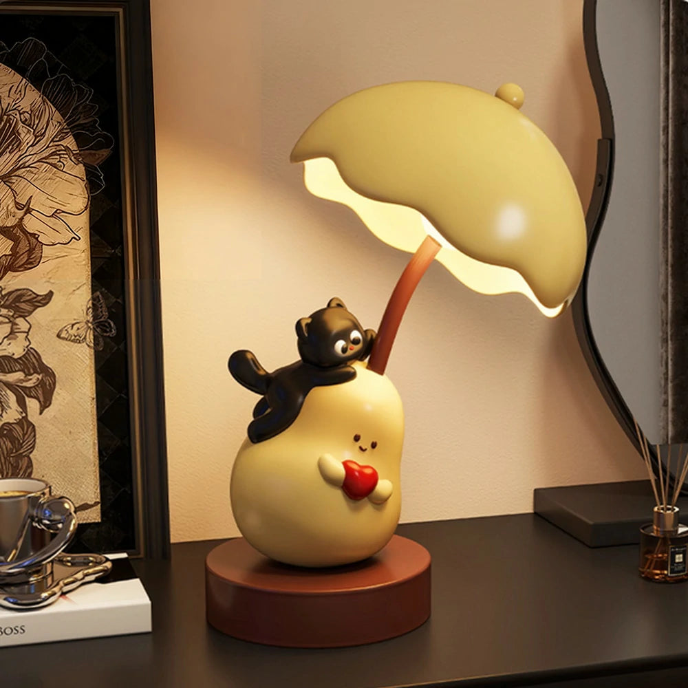 LIVARA Cat Pear Night Light - Touch Control LED Lamp with Three-Colour Modes, Soft Eye-Friendly Glow, Minimalist Cute Design for Bedroom and Home Décor