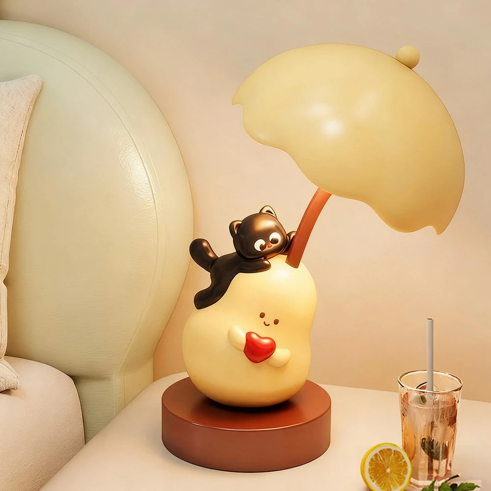 LIVARA Cat Pear Night Light - Touch Control LED Lamp with Three-Colour Modes, Soft Eye-Friendly Glow, Minimalist Cute Design for Bedroom and Home Décor