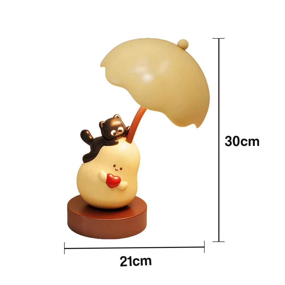 LIVARA Cat Pear Night Light - Touch Control LED Lamp with Three-Colour Modes, Soft Eye-Friendly Glow, Minimalist Cute Design for Bedroom and Home Décor