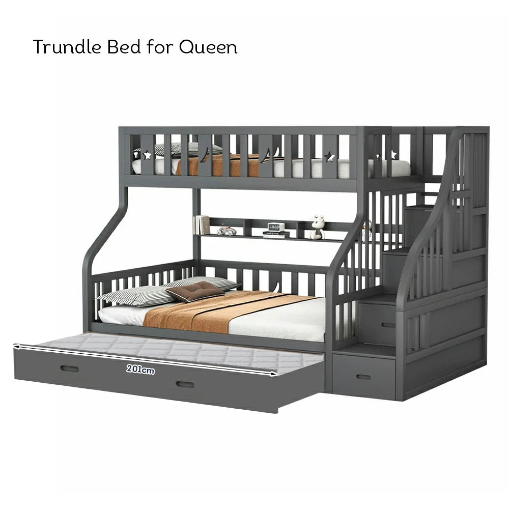 Trundle Only! LIVARA Space-Saving Trundle Bed Frame for CF02 Bunk Bed - Grey