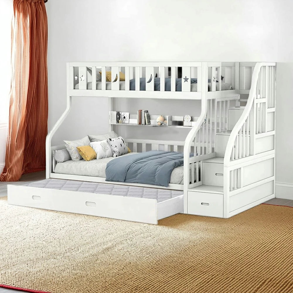 Trundle Only! LIVARA Space-Saving Trundle Bed Frame for CF02 Bunk Bed - White