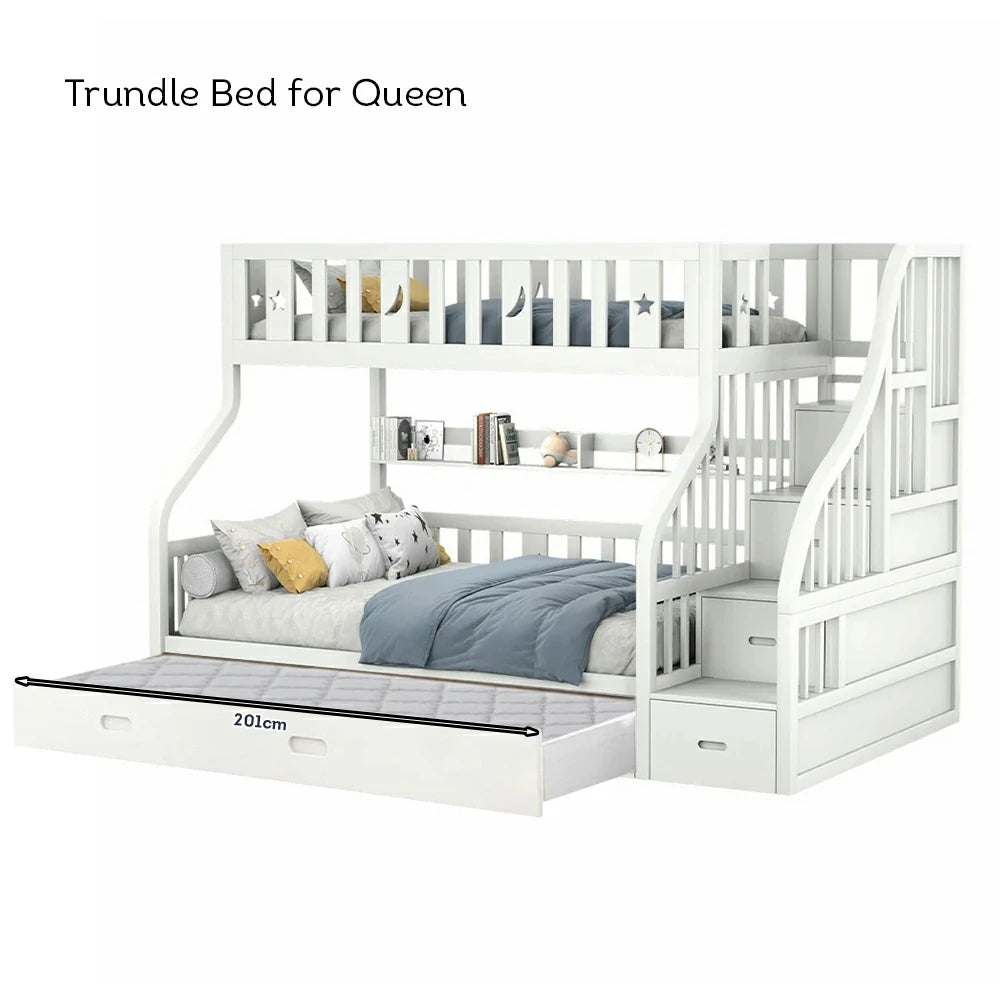Trundle Only! LIVARA Space-Saving Trundle Bed Frame for CF02 Bunk Bed - White