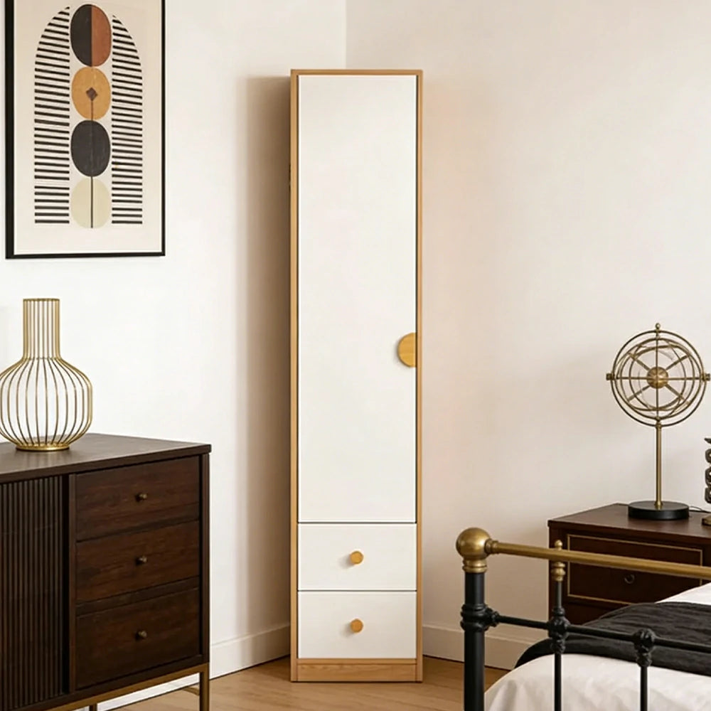 LIVARA 40cm Oak Wardrobe Cabinet - Dual Hanging Storage with Solid North American Oak, Child-Friendly Height & Space-Saving Design - White