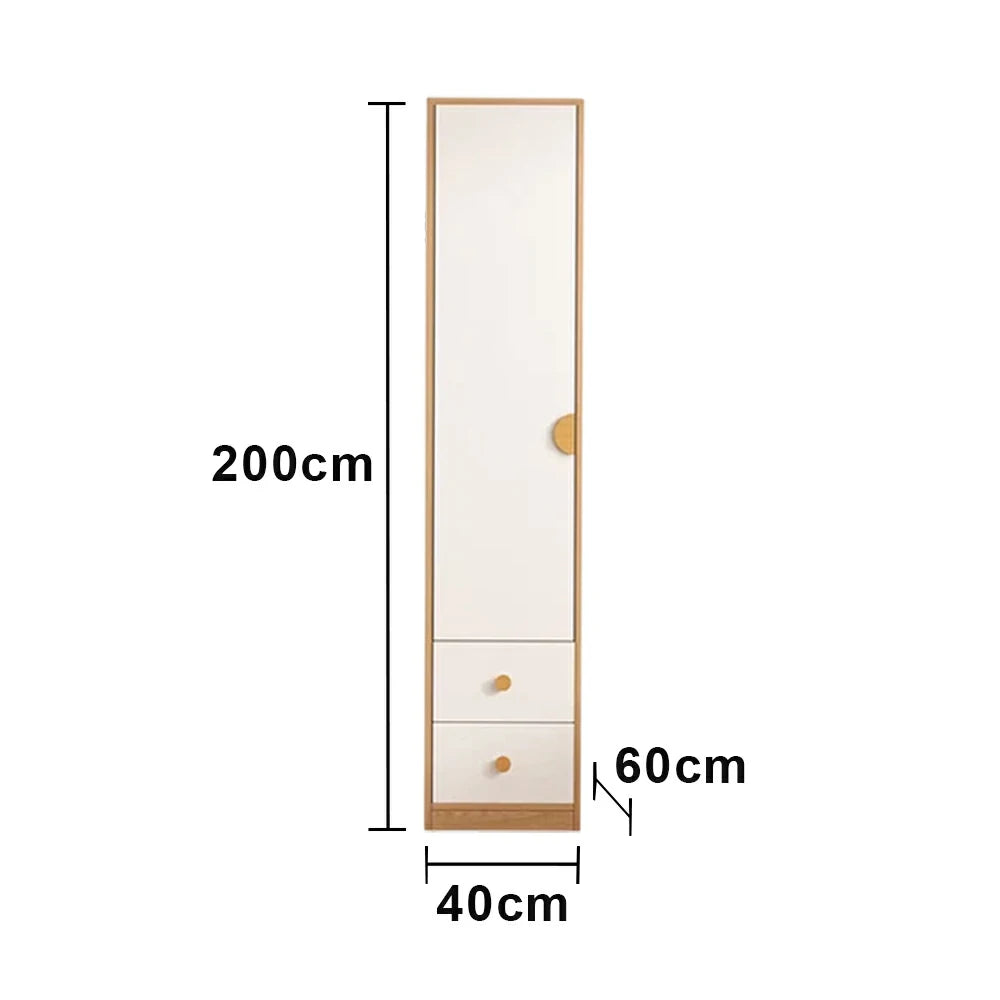 LIVARA 40cm Oak Wardrobe Cabinet - Dual Hanging Storage with Solid North American Oak, Child-Friendly Height & Space-Saving Design - White