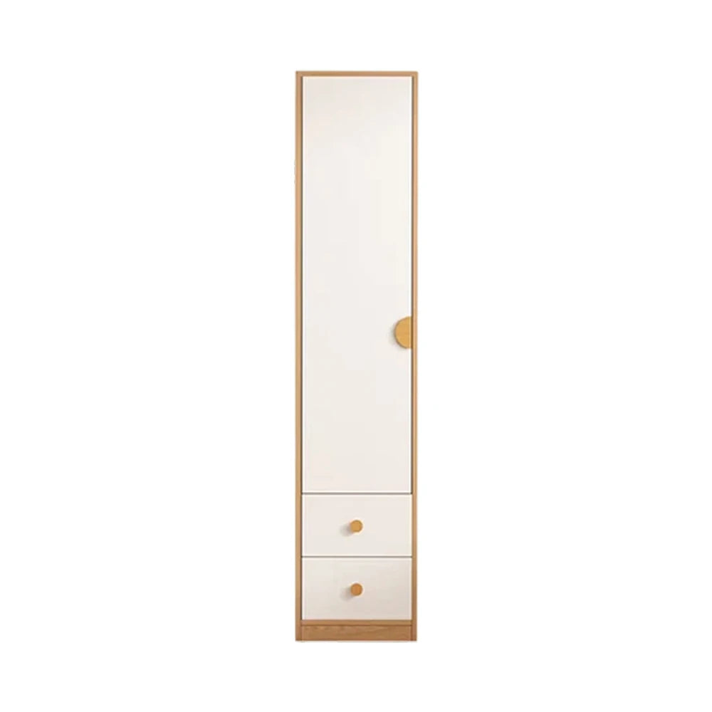 LIVARA 40cm Oak Wardrobe Cabinet - Dual Hanging Storage with Solid North American Oak, Child-Friendly Height & Space-Saving Design - White