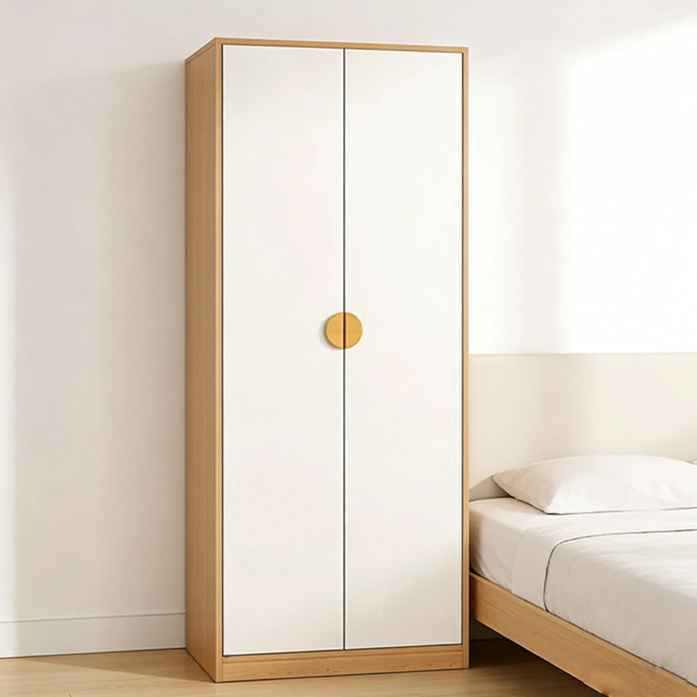 LIVARA 60/80cm Oak Wardrobe Cabinet - Dual Hanging Storage with Solid North American Oak, Child-Friendly Height & Space-Saving Design - White