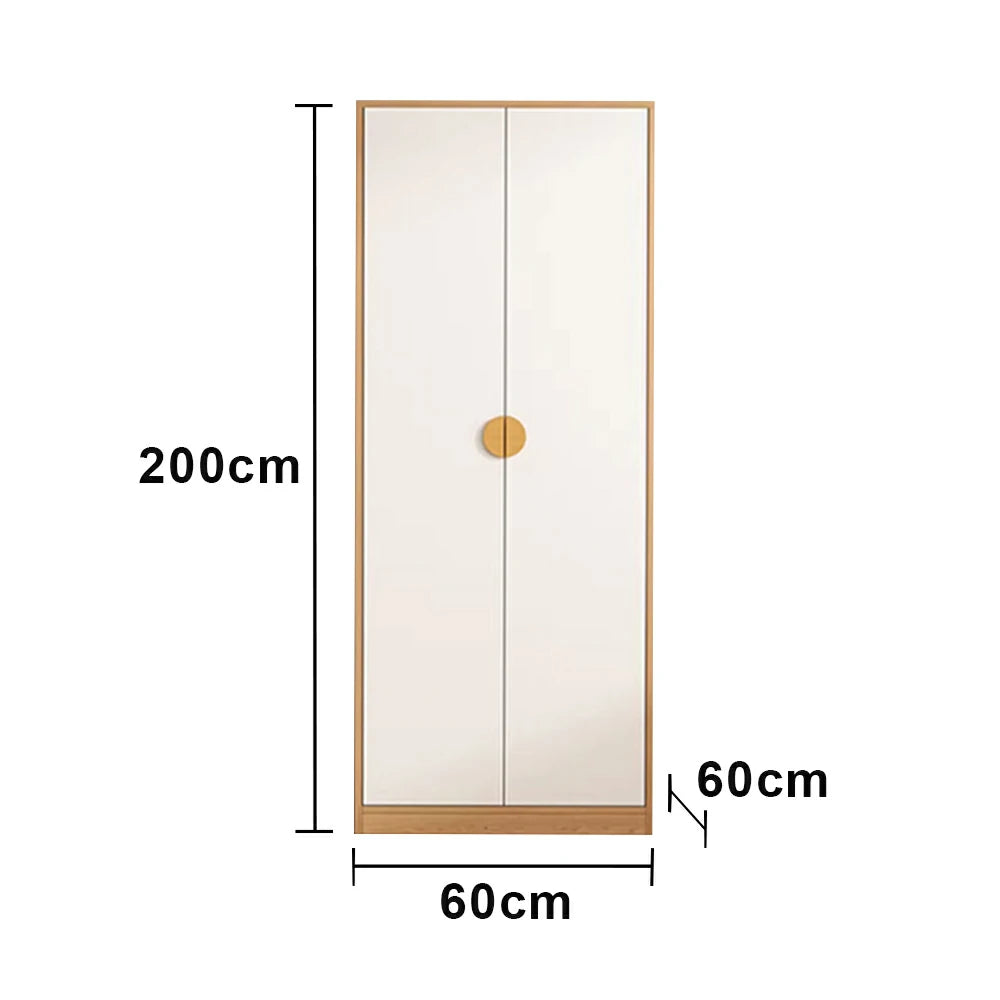 LIVARA 60/80cm Oak Wardrobe Cabinet - Dual Hanging Storage with Solid North American Oak, Child-Friendly Height & Space-Saving Design - White
