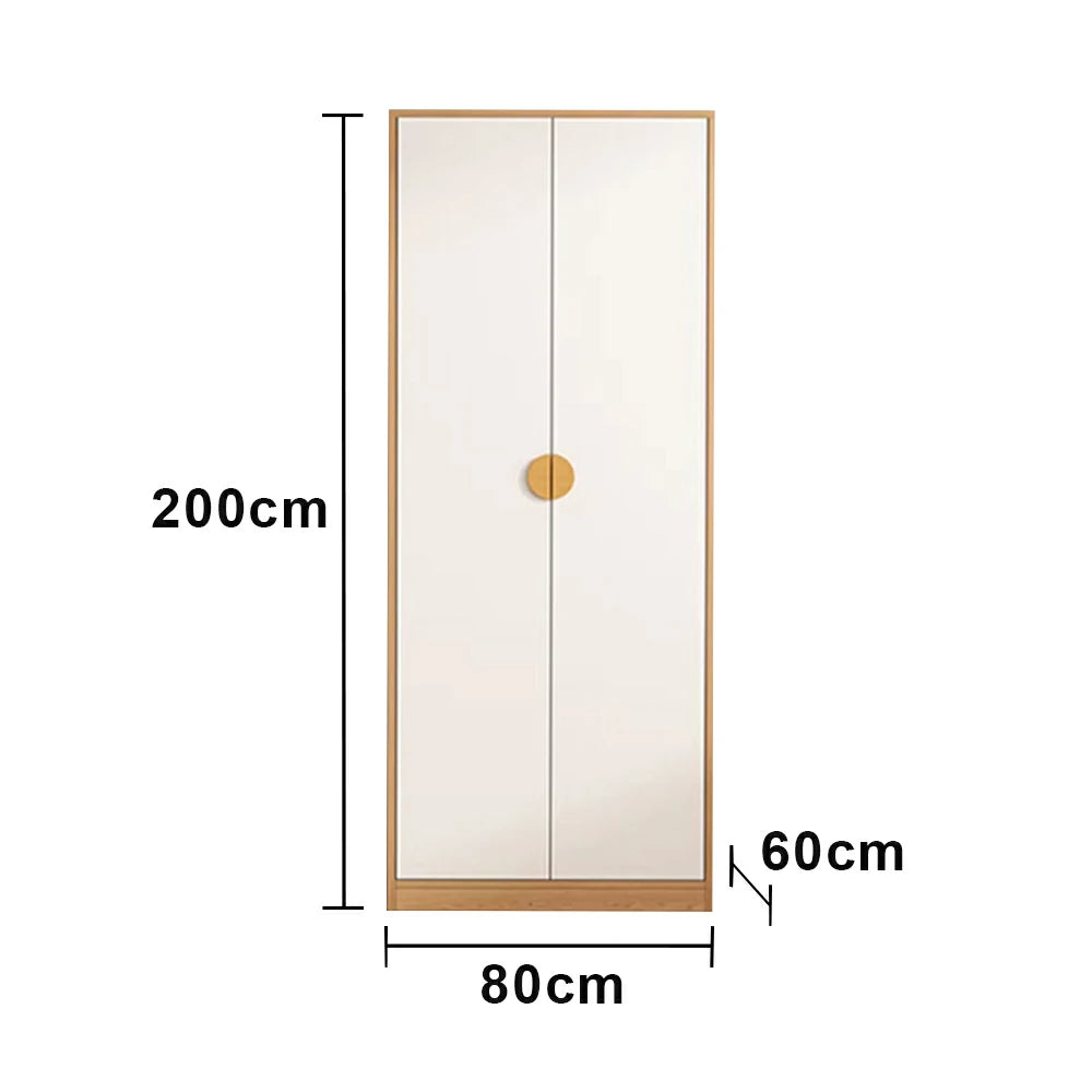 LIVARA 60/80cm Oak Wardrobe Cabinet - Dual Hanging Storage with Solid North American Oak, Child-Friendly Height & Space-Saving Design - White
