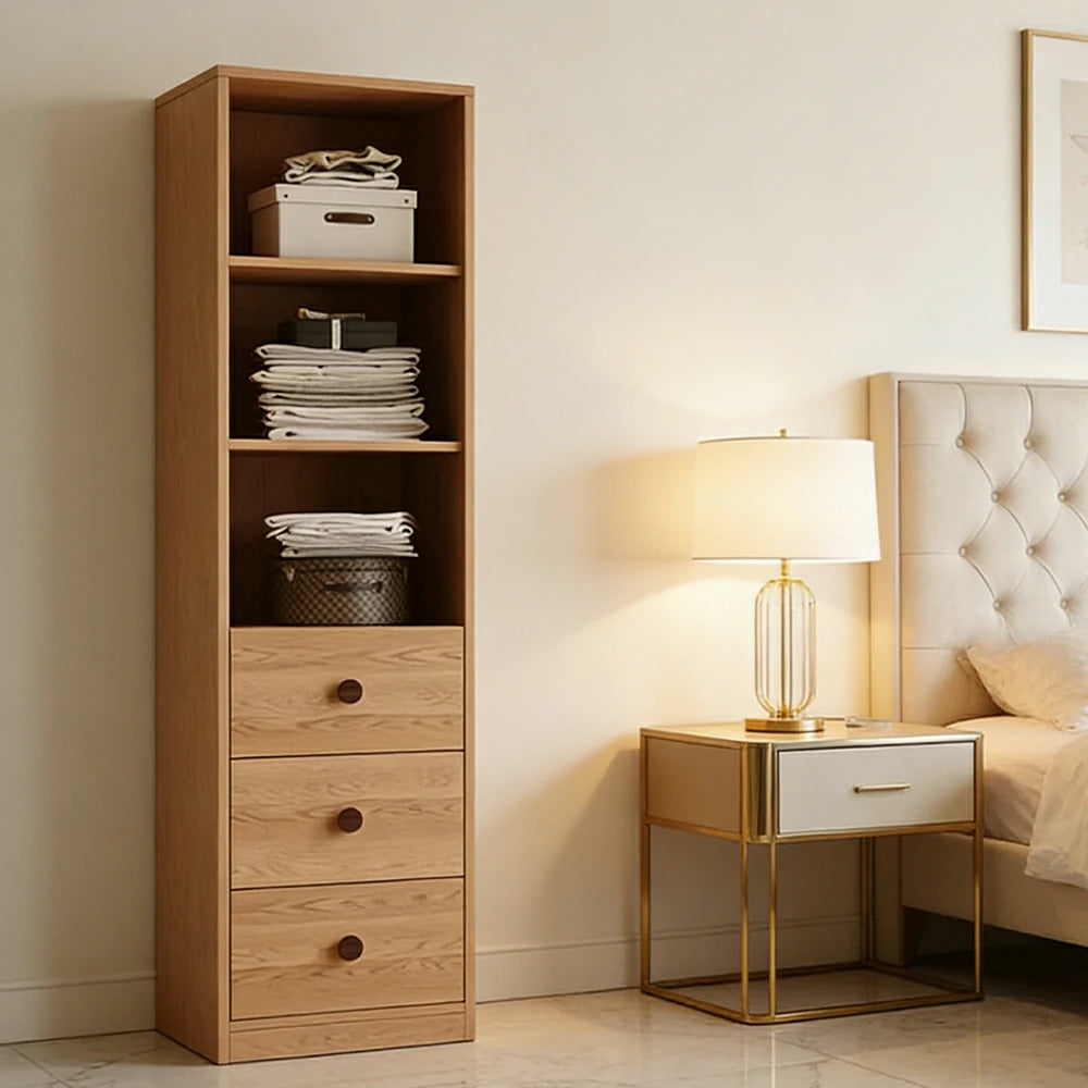 LIVARA 40cm Oak Wardrobe Cabinet - Dual Hanging Storage with Solid North American Oak, Child-Friendly Height & Space-Saving Design - Wood