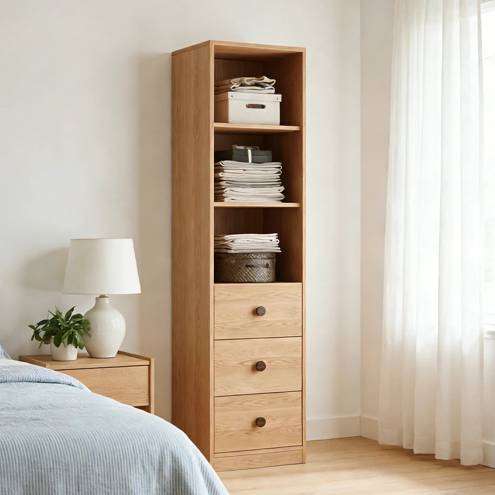 LIVARA 40cm Oak Wardrobe Cabinet - Dual Hanging Storage with Solid North American Oak, Child-Friendly Height & Space-Saving Design - Wood