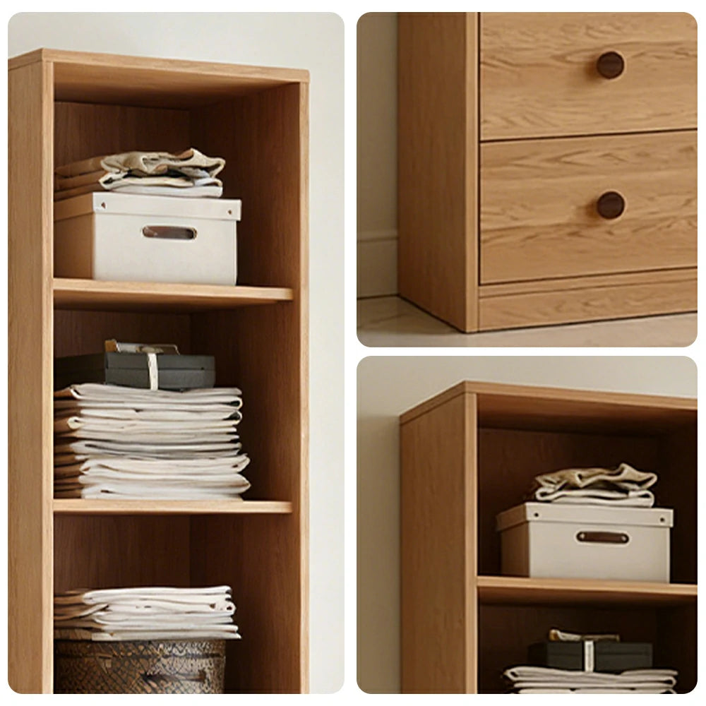 LIVARA 40cm Oak Wardrobe Cabinet - Dual Hanging Storage with Solid North American Oak, Child-Friendly Height & Space-Saving Design - Wood