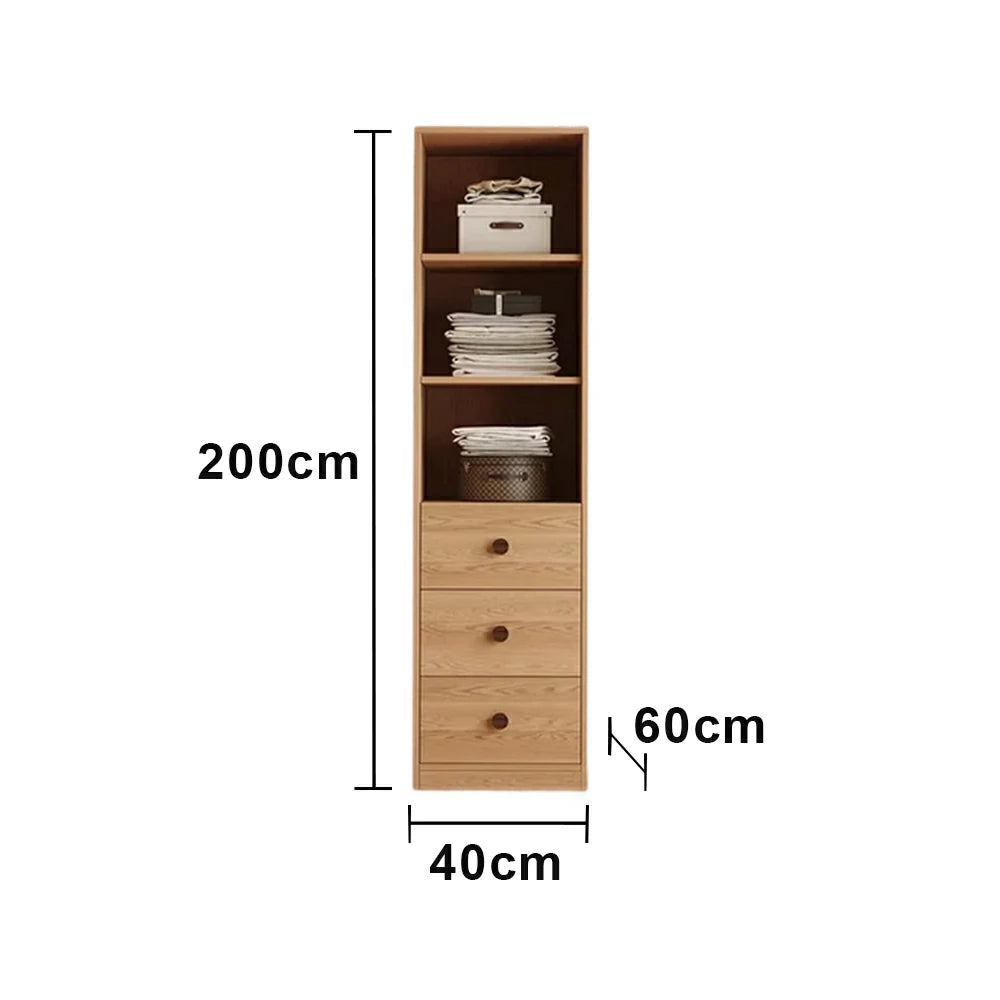 LIVARA 40cm Oak Wardrobe Cabinet - Dual Hanging Storage with Solid North American Oak, Child-Friendly Height & Space-Saving Design - Wood