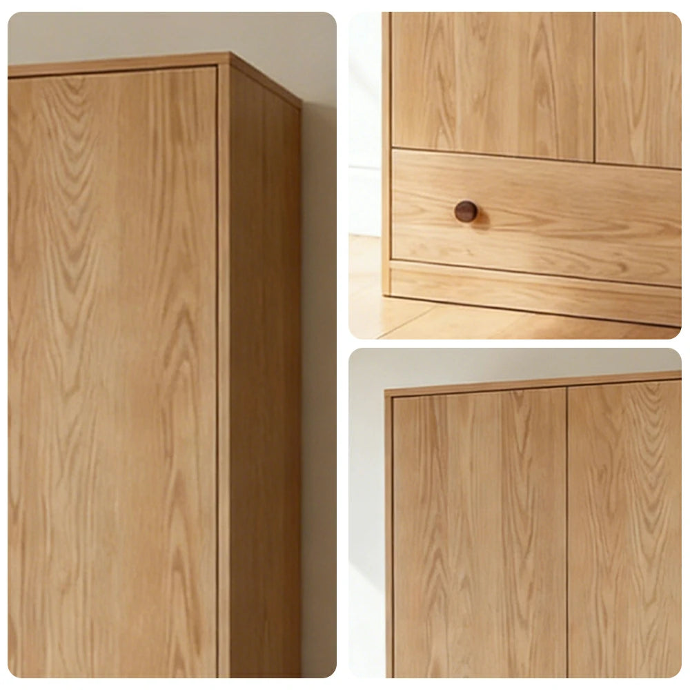 LIVARA 60/80cm Oak Wardrobe Cabinet - Dual Hanging Storage with Solid North American Oak, Child-Friendly Height & Space-Saving Design - Wood