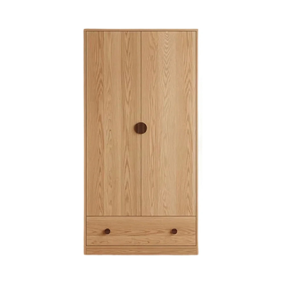 LIVARA 60/80cm Oak Wardrobe Cabinet - Dual Hanging Storage with Solid North American Oak, Child-Friendly Height & Space-Saving Design - Wood