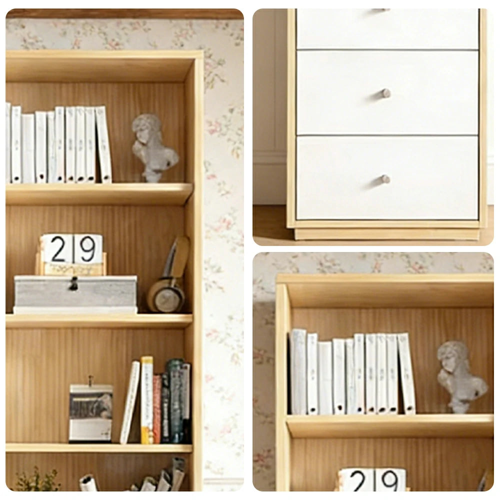 LIVARA 3-Drawer Storage Cabinet - Solid Wood Frame with Open & Enclosed Shelving, Soft-Close Doors & Modern Design