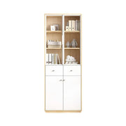 LIVARA Glass Door Cabinet - Solid Wood Construction with Tiered Display Shelves, Concealed Storage & Smooth-Close Hardware