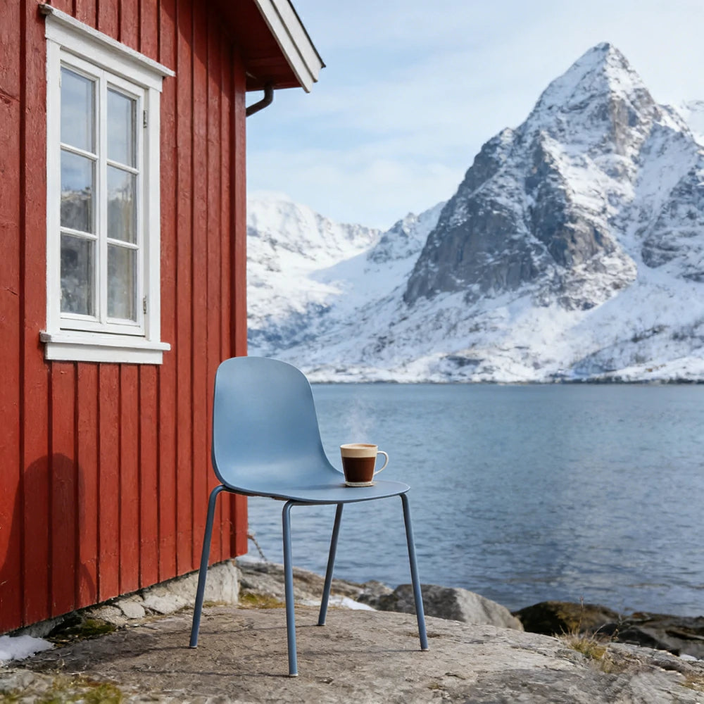 LIVARA Modern Minimalist Dining Chair - Ergonomic PP Seat with Sturdy Metal Legs, Lightweight & Stackable Design - Light Blue