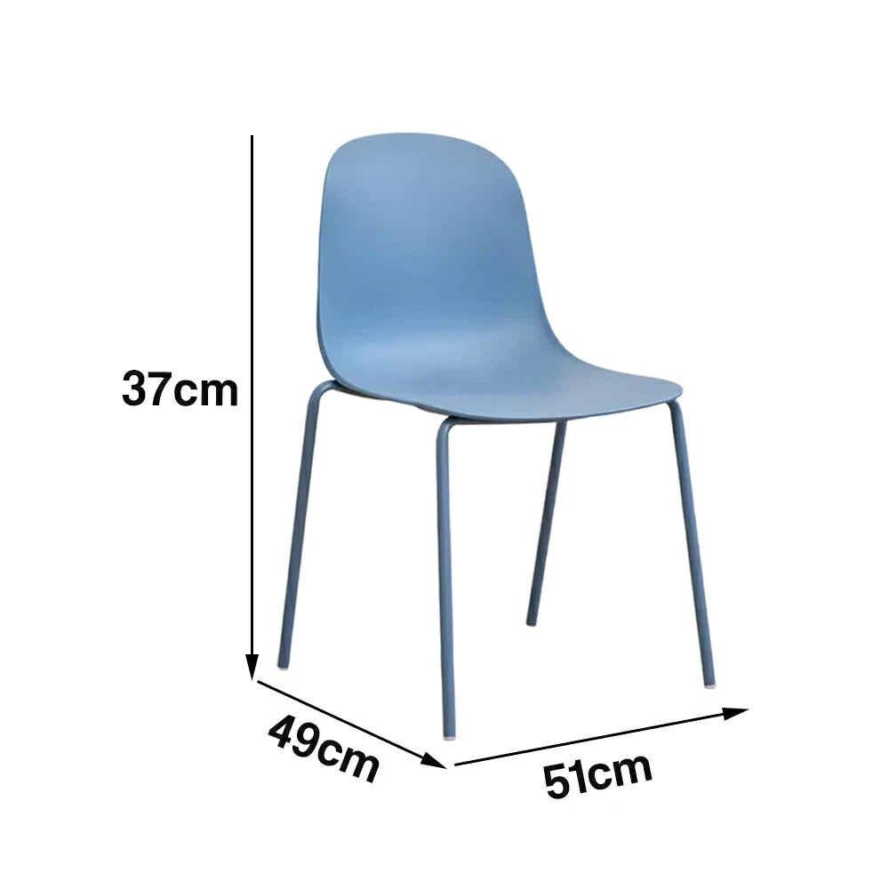 LIVARA Modern Minimalist Dining Chair - Ergonomic PP Seat with Sturdy Metal Legs, Lightweight & Stackable Design - Light Blue