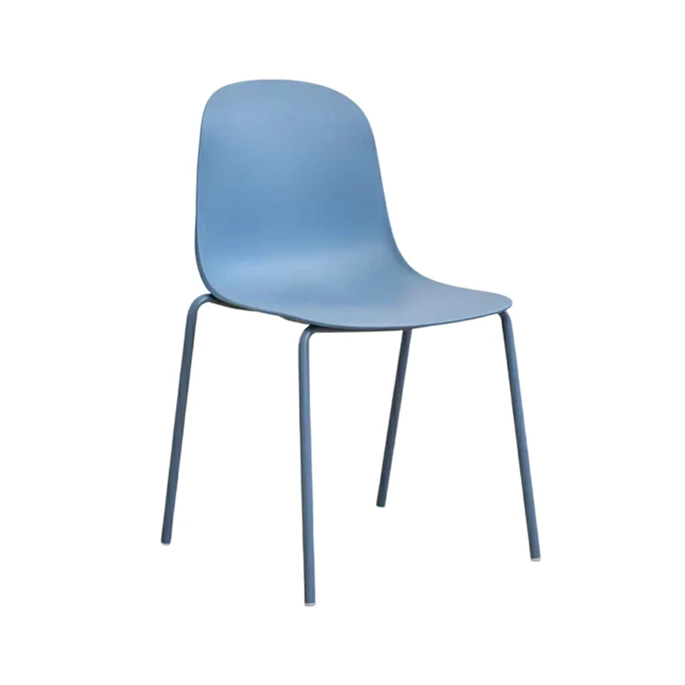 LIVARA Modern Minimalist Dining Chair - Ergonomic PP Seat with Sturdy Metal Legs, Lightweight & Stackable Design - Light Blue