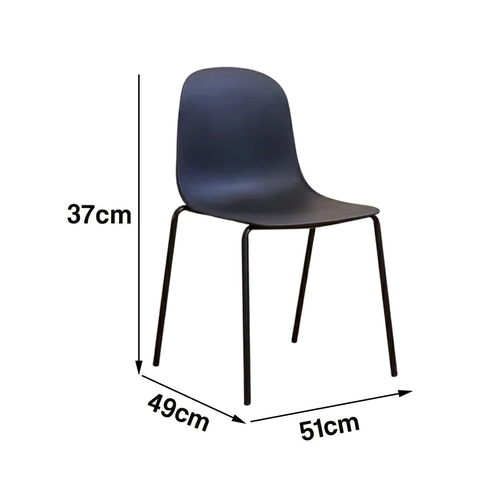 LIVARA Modern Minimalist Dining Chair - Ergonomic PP Seat with Sturdy Metal Legs, Lightweight & Stackable Design - Black