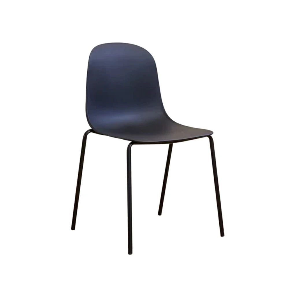 LIVARA Modern Minimalist Dining Chair - Ergonomic PP Seat with Sturdy Metal Legs, Lightweight & Stackable Design - Black