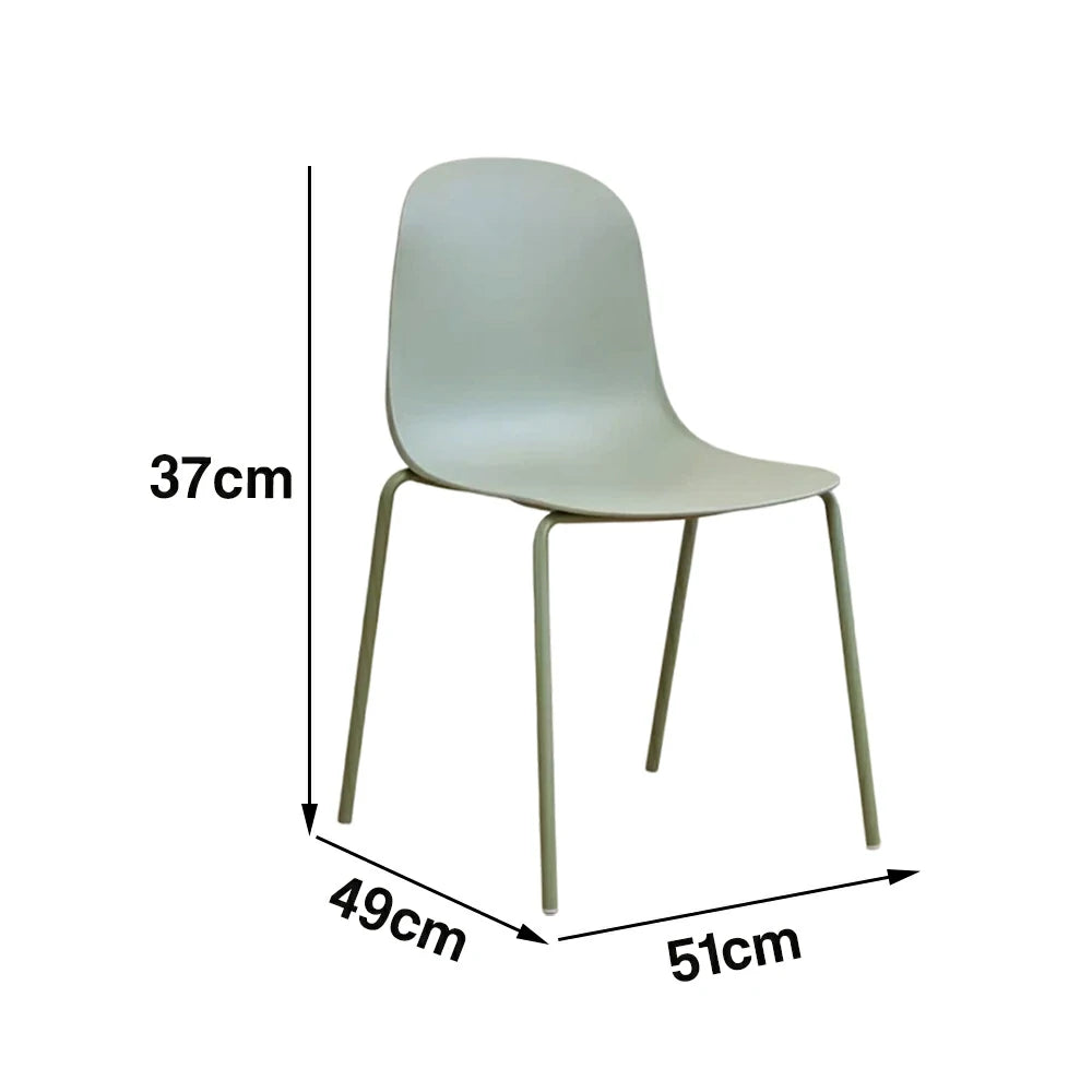 LIVARA Modern Minimalist Dining Chair - Ergonomic PP Seat with Sturdy Metal Legs, Lightweight & Stackable Design - Green