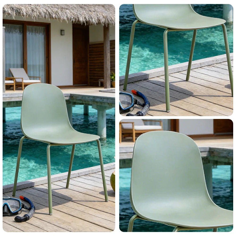 LIVARA Modern Minimalist Dining Chair - Ergonomic PP Seat with Sturdy Metal Legs, Lightweight & Stackable Design - Green