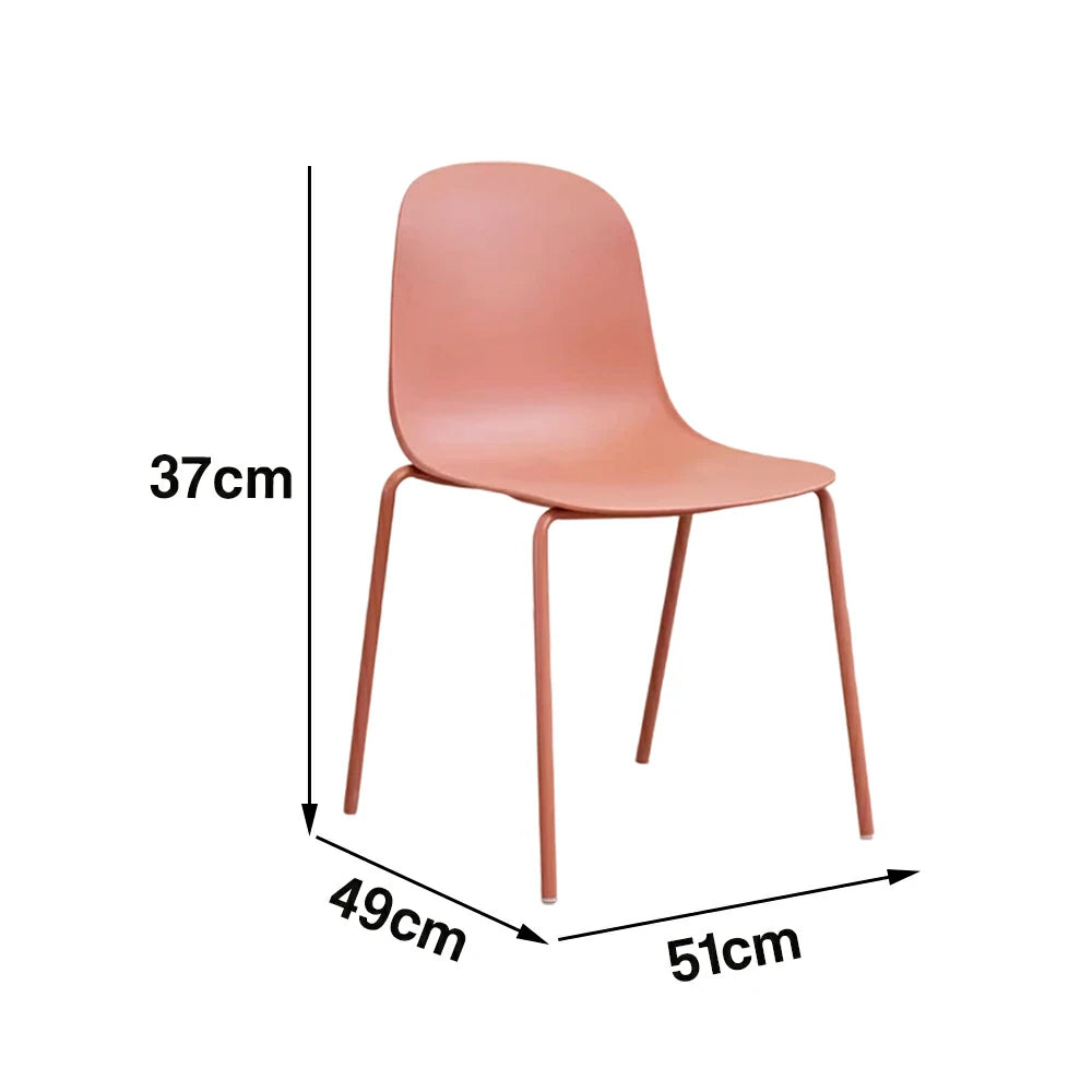 LIVARA Modern Minimalist Dining Chair - Ergonomic PP Seat with Sturdy Metal Legs, Lightweight & Stackable Design - Red