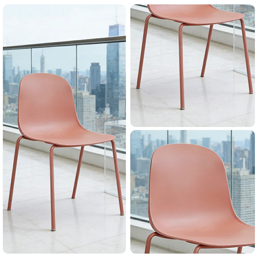 LIVARA Modern Minimalist Dining Chair - Ergonomic PP Seat with Sturdy Metal Legs, Lightweight & Stackable Design - Red