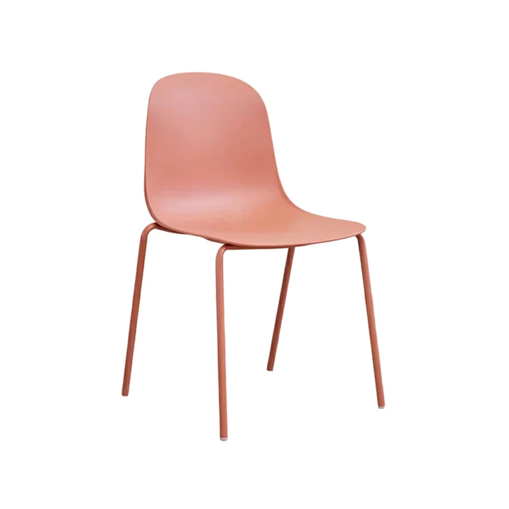 LIVARA Modern Minimalist Dining Chair - Ergonomic PP Seat with Sturdy Metal Legs, Lightweight & Stackable Design - Red
